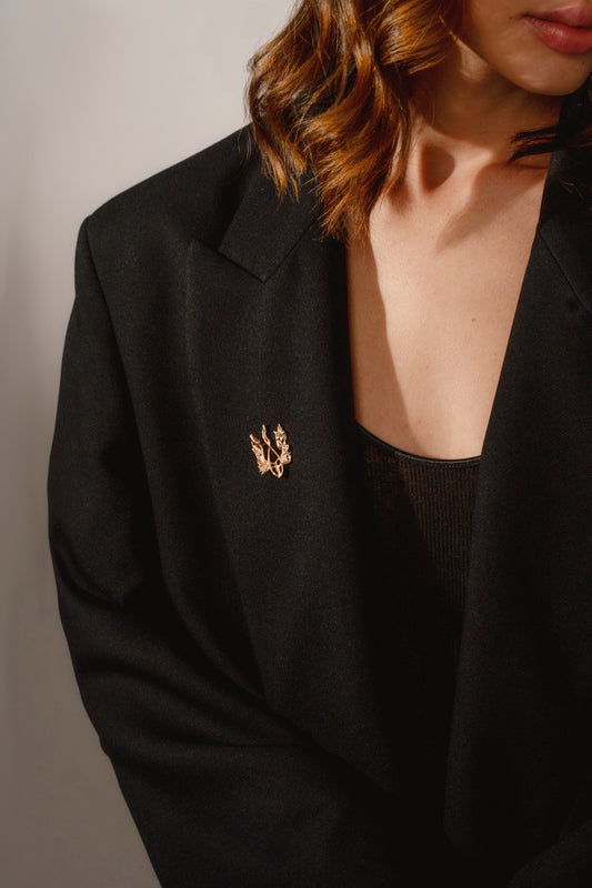 Брошка «Квітучий тризуб» (золото)