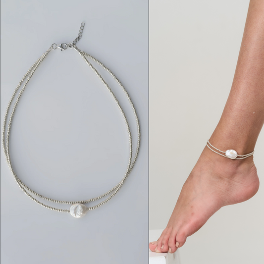 Набір «Морська перлина» (чокер + браслет на ногу)