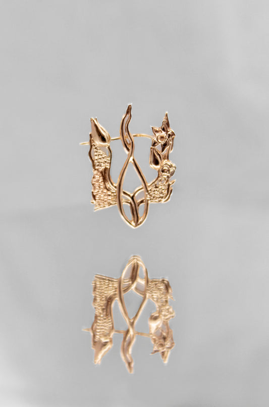 Брошка «Квітучий тризуб» (золото)