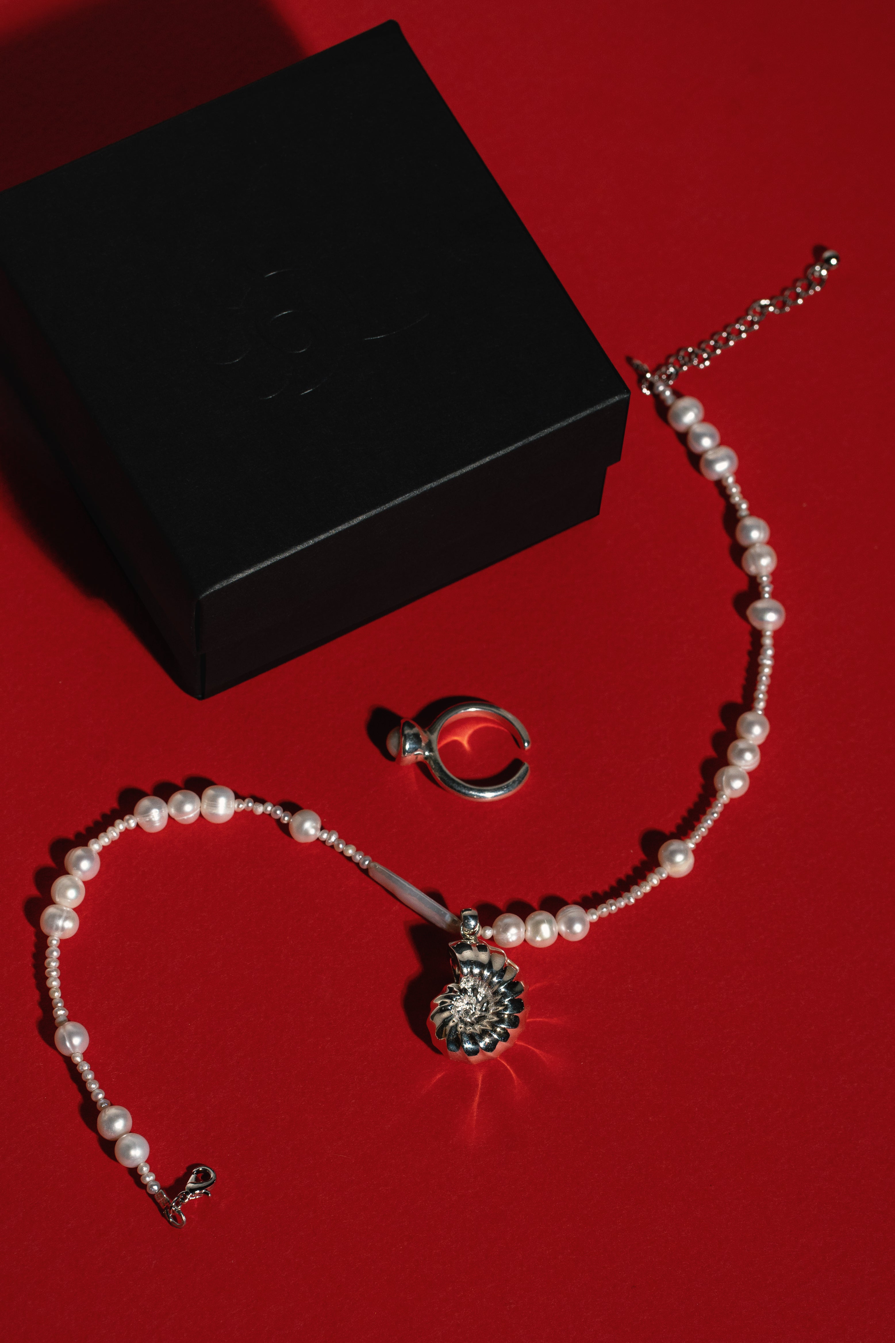 Набір «Мушля з перлиною» (чокер + каблучка)