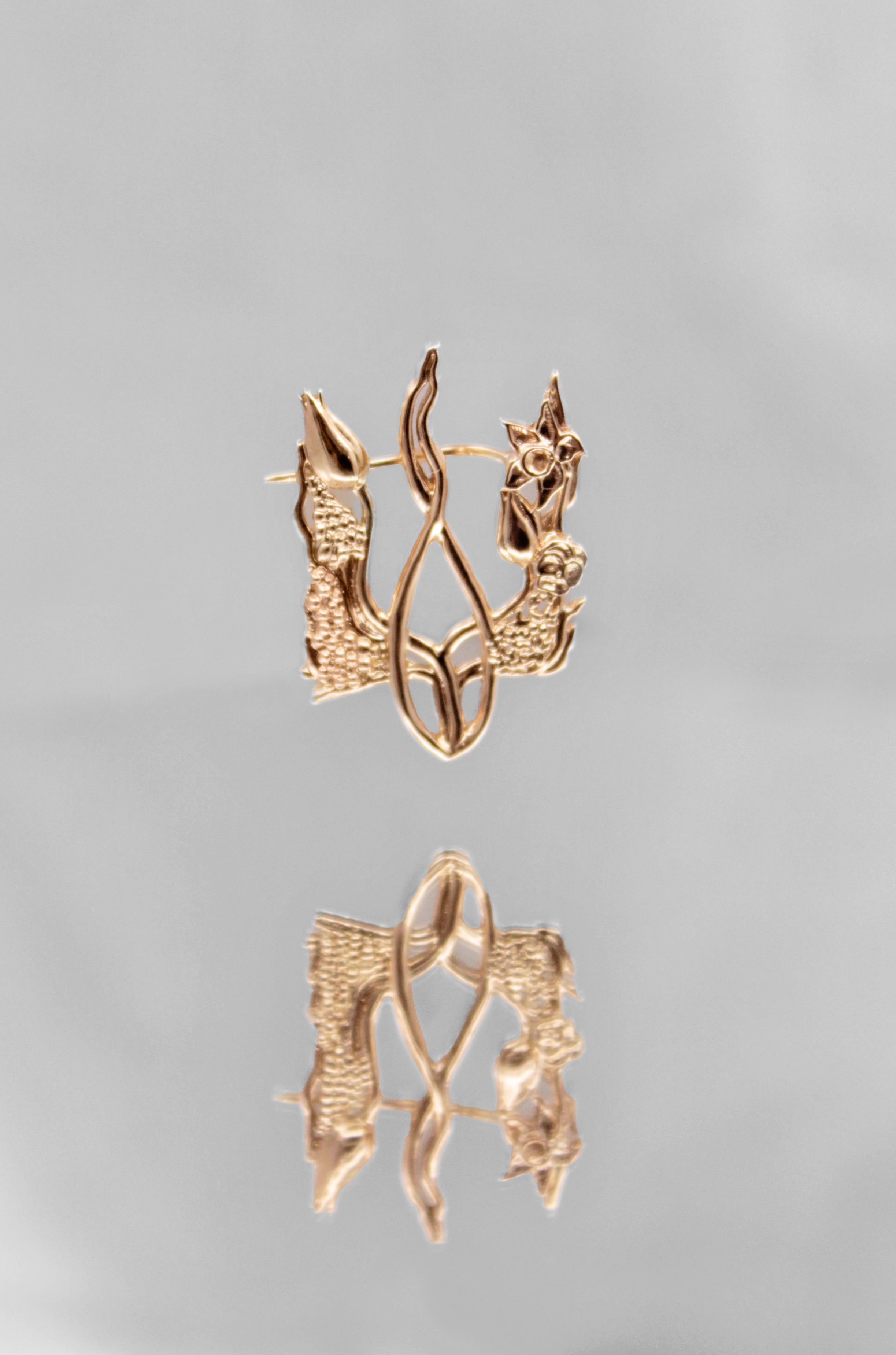 Брошка «Квітучий тризуб» (золото)