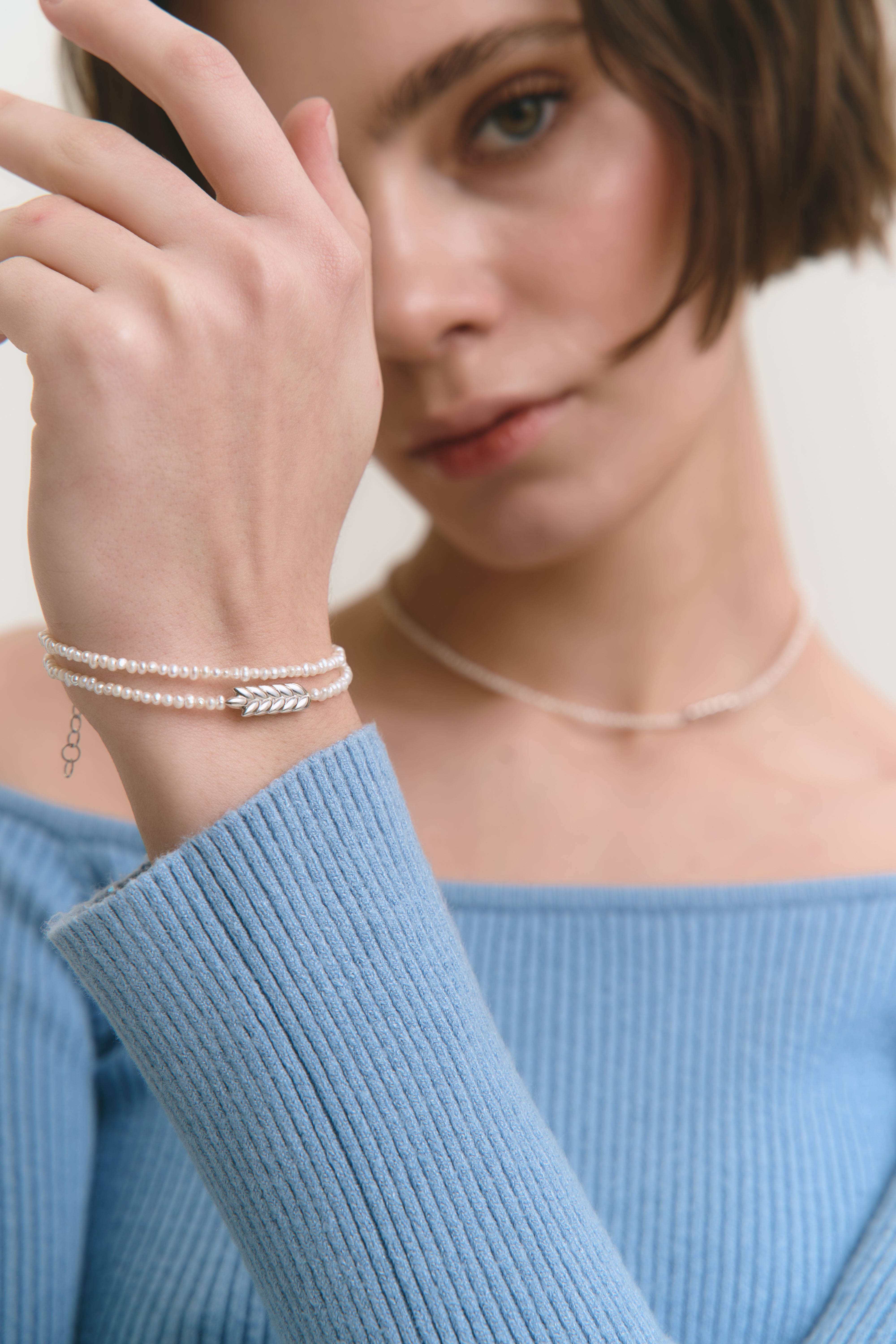 Браслет «Ранкова роса» (срібло в родії)