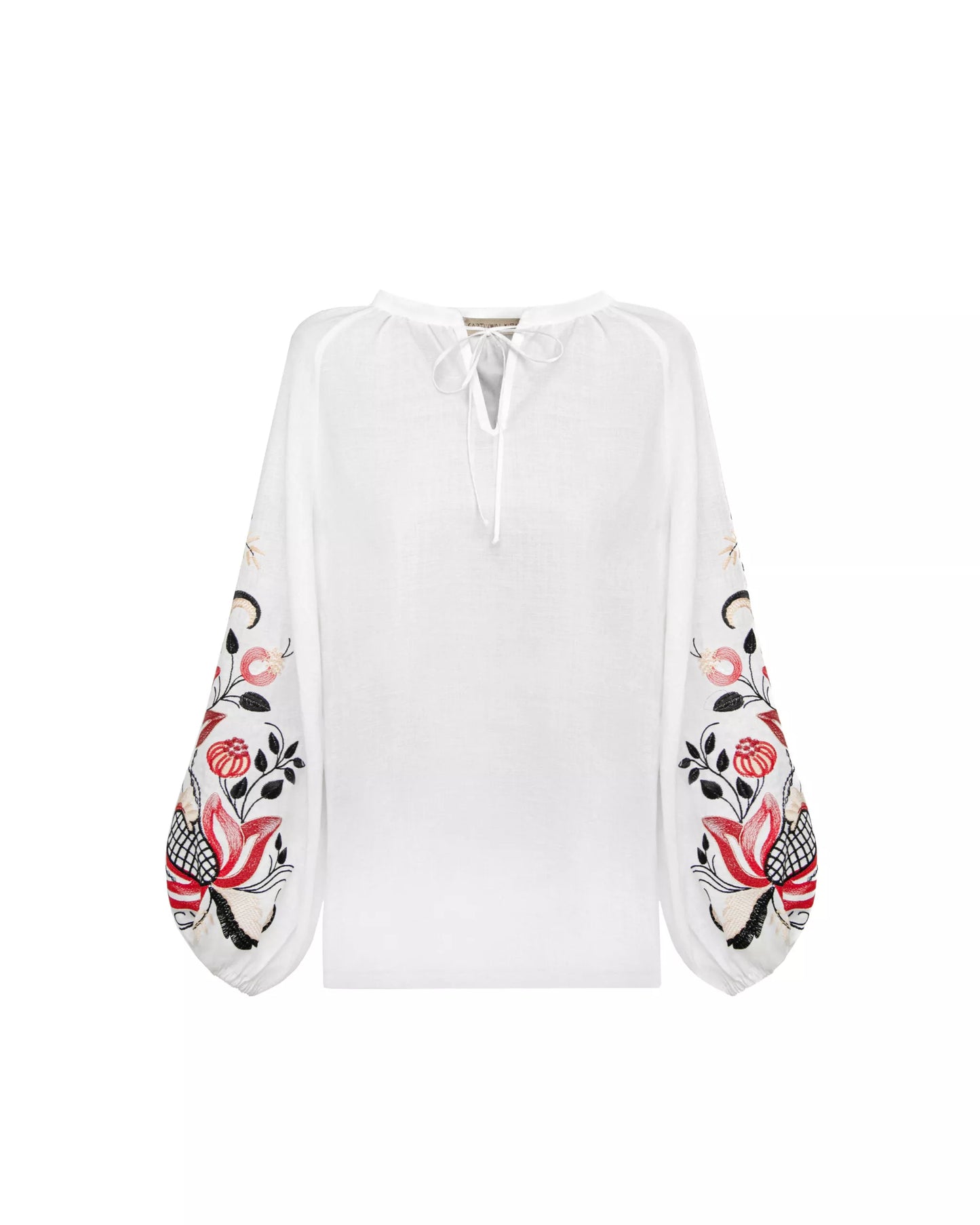 Блузка за мотивами традиційної сорочки з дизайнерською вишивкою Гранатова лоза (барвистий орнамент)