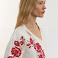 Сорочка з дизайнерською вишивкою “Рожа” (червоний орнамент)